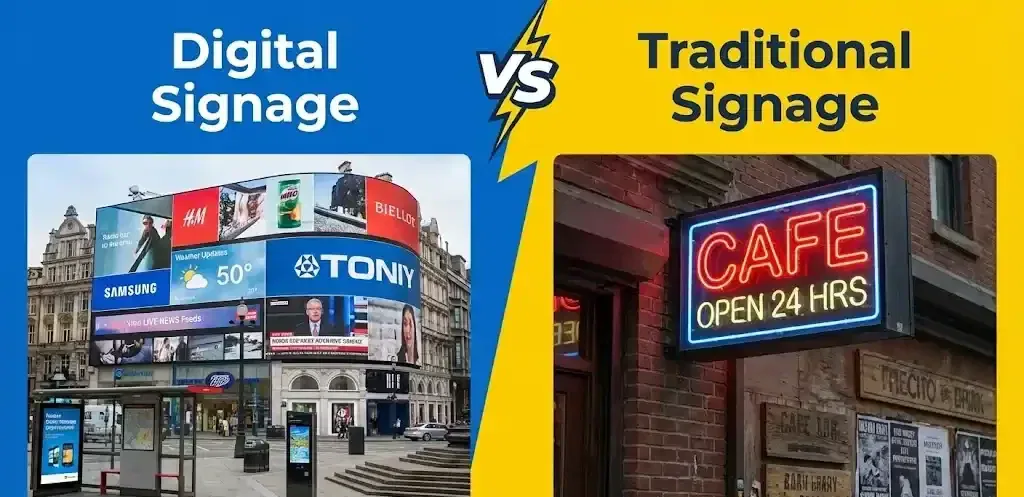 Perbandingan signage digital dan tradisional