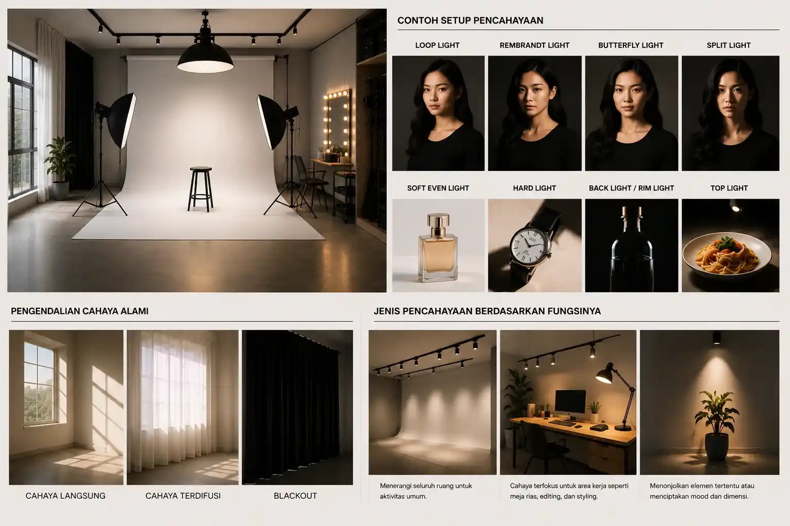 Pencahayaan ideal untuk studio foto